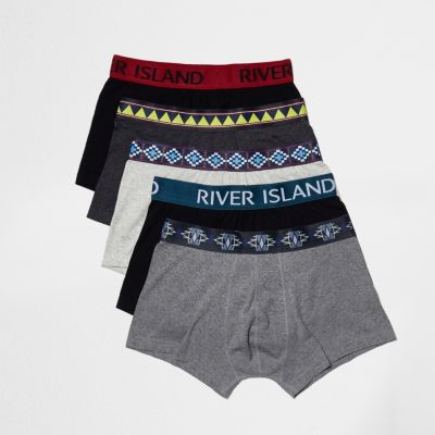 Grey tribal print hipster boxers pack